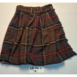 North Style Kilt Style Skirt  Wrap Around Dark Plaid Vintage Women's 0